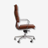 Eames Ergonomic Soft Pad Office Chair EA 219 - High Back Support | Tan Brown Leather Interior Furnishes